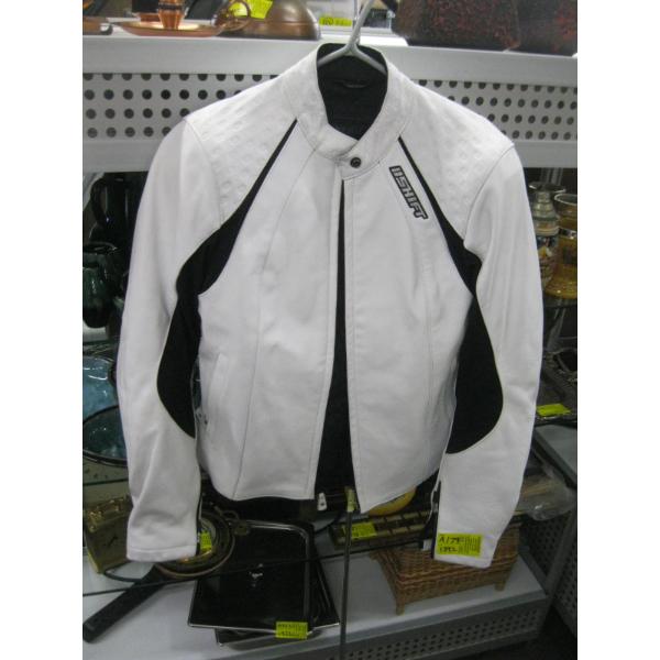LEATHER BLACK & WHITE SHIFT LADIES JACKET, SZ M