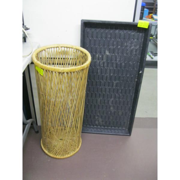 WICKER STAND & A BOOT MAT