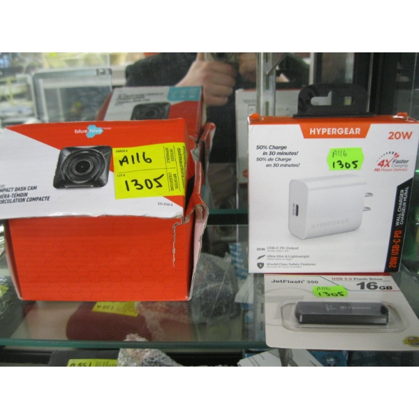 DASHCAM, JETFLASH DRIVE & A CHARGER