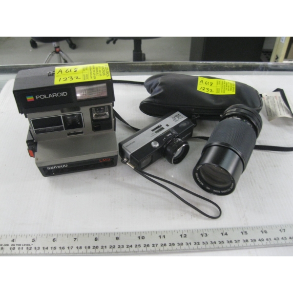 MISC. POLAROID CAMERA, CAMERA LENS, ETC.