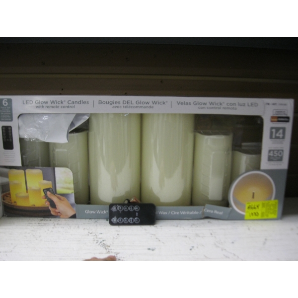 6 PIECE SET OF LED GLOW WICK CANDLES W/REMOTE