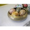 Image 5 : OSTRICH EGG & STONE EGGS, BRASS BOWL, ETC.