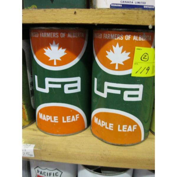2 MAPLE LEAF OIL TINS