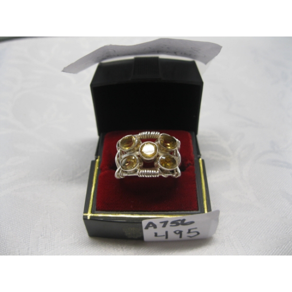 CITRINE STERLING SILVER RING, SZ 8