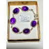 Image 1 : LADIES .925 SILVER BRACELET W/PURPLE STONE, 25G