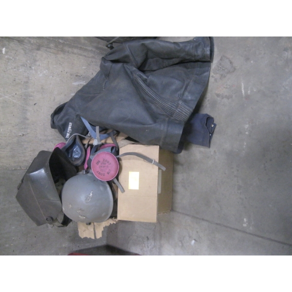 MISC. WORK JACKETS, WELDING HELMET, BREATHING FILTER, ETC.