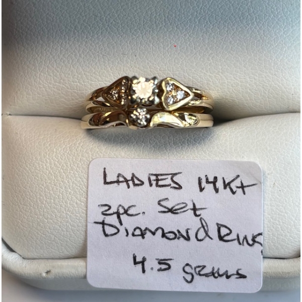 LADIES 14KT 2 PIECE DIAMOND RING SET, SZ 5 1/2, 4.5G