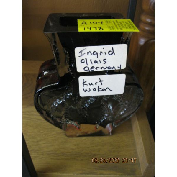 WEST GERMAN INGRID GLASS  VASE BY KURT WOKAN