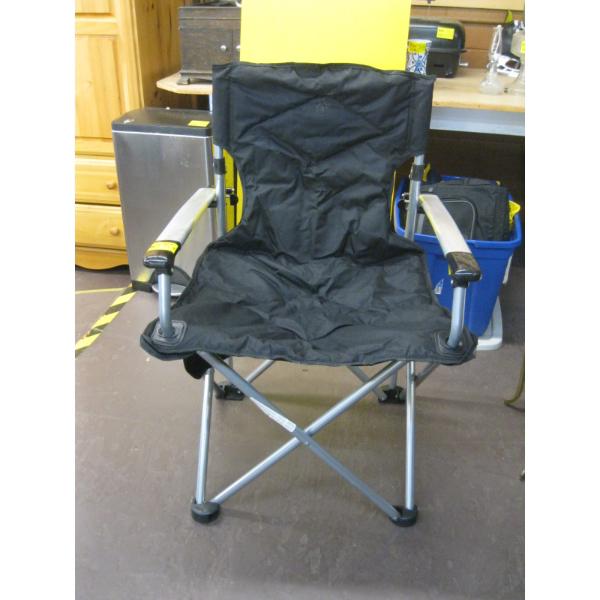 FOLDING ALUMINUM FRAME CHAIR & 2 FOLDING CHAIRS