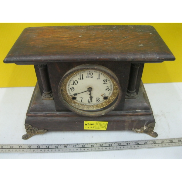 "AS IS" WOOD CASED MANTLE CLOCK - ARTHUR PEQUEGNAT CLOCK CO.