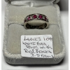 Image 1 : LADIES 10KT WHITE GOLD RING W/RED STONES, 3.5G, SZ 7