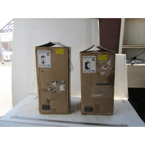 2 RUBBED BRONZE LIGHT FIXTURES IN BOX
