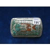 Image 1 : SILVER & TURQUOISE NAVAJO BELT BUCKLE