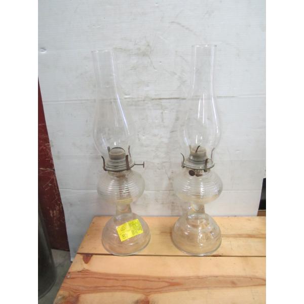 2 OIL LANTERNS W/CHIMNEYS