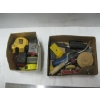 Image 1 : 2 BOXES OF MISC. TOOLS, TORCH HEAD TAPE MEASURES, ETC.