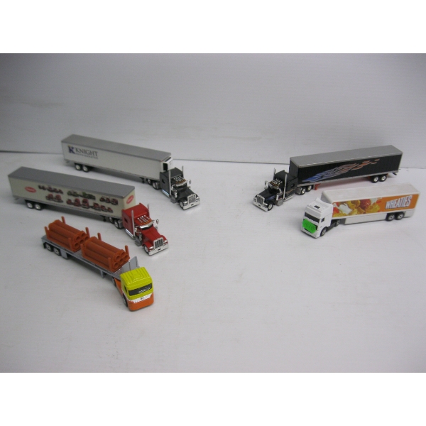 5 HO SCALE SEMI TRUCKS & TRAILERS