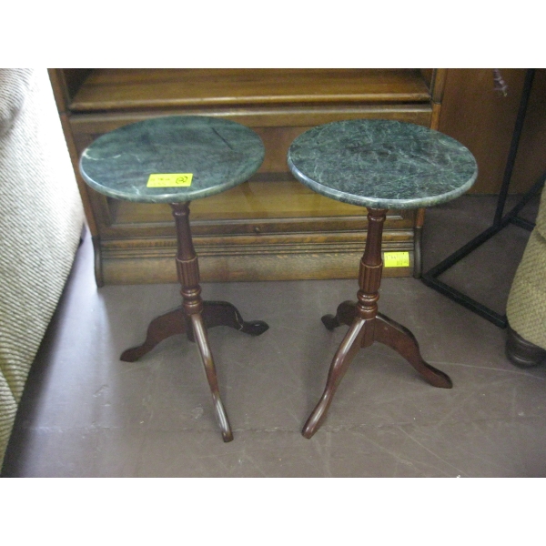 2 ROUND MARBLE TOP OCCASIONAL TABLES