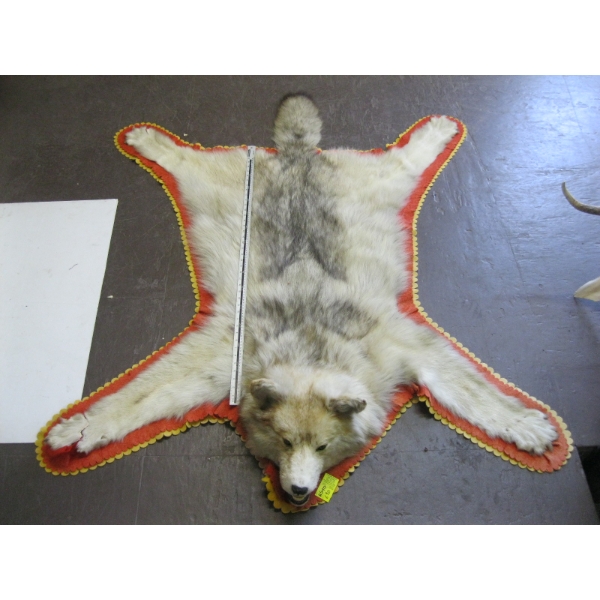 MOUNTED WOLF HEAD RUG