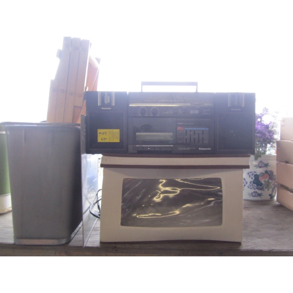 MISC. FOLDING WINE RACK, STEREO, ETC.