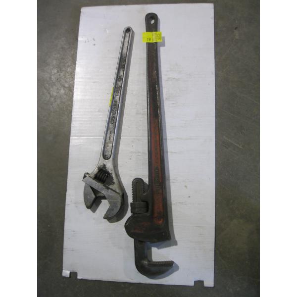 LARGE 24" CRESCENT WRENCH & 36" PIPE WRENCH