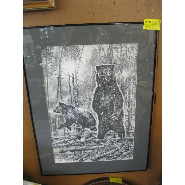 FRAMED PRINT OF GRIZZLY BEARS