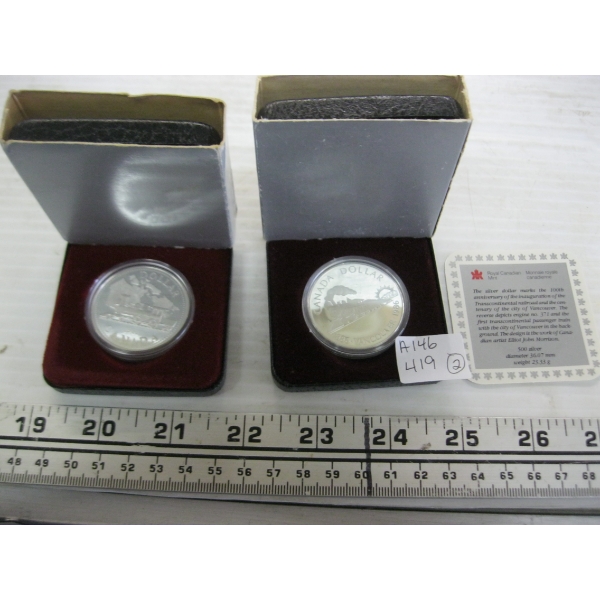 2 - 50% SILVER CDN $1 COINS - 1981 & 1986 - BOTH TRAINS
