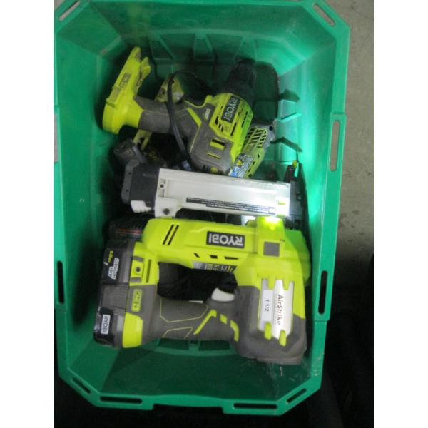 RYOBI CORDLESS TOOL SET W/3 CHARGERS & 2 BATTERIES