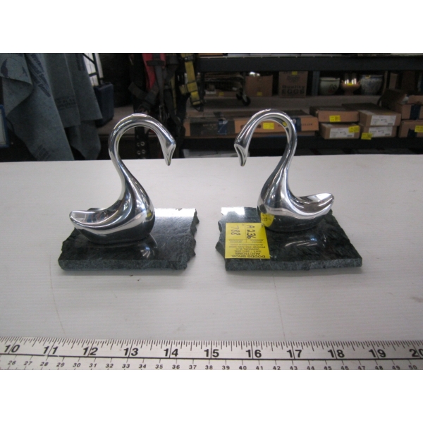 PAIR OF ALUMINUM SWANS