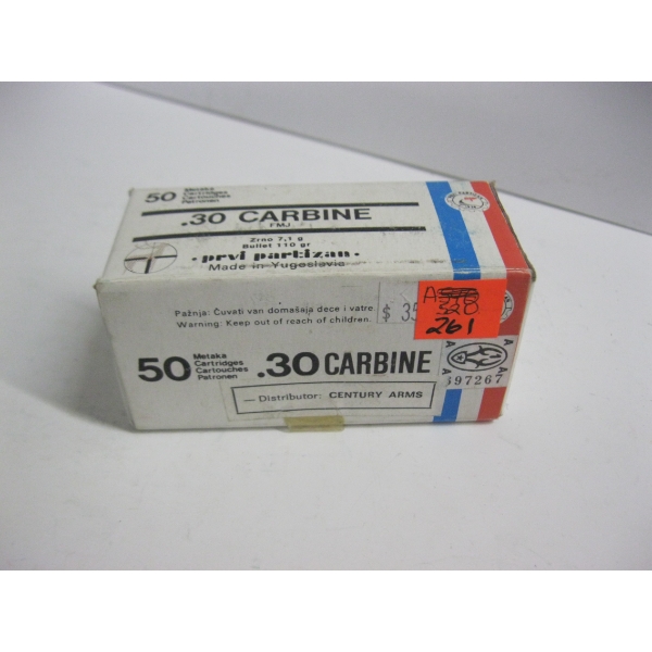 PRVI PARTIZAN .30 CABINE FMJ 110GR|1X50 CARTRIDGES