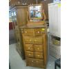Image 1 : MATCHING OAK 5 DRAWER CHEST OF DRAWERS W/MIRROR