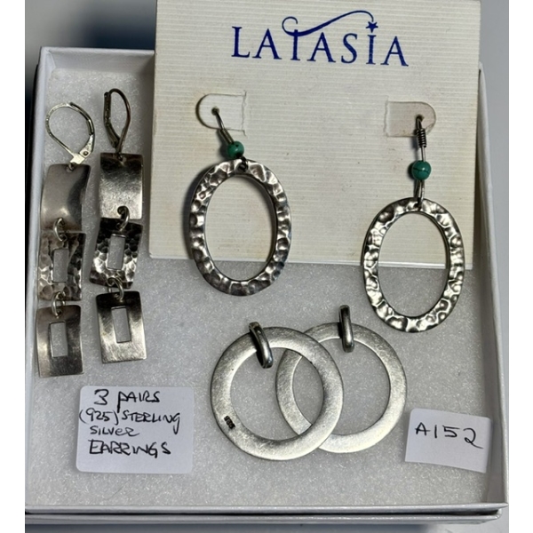 3 PAIRS OF STERLING .925 SILVER EARRINGS