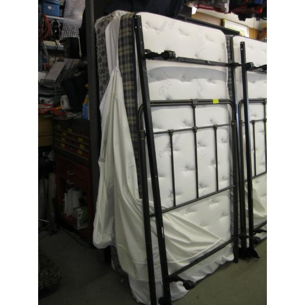 SINGLE BED - BOX SPRING/MATTRESS, HEADBOARD & ROLLER FRAME