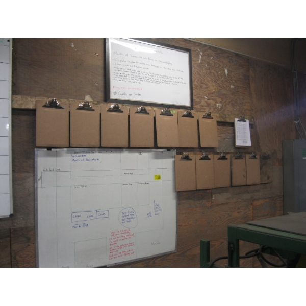 2 WHITEBOARDS & LOT OF CLIPBOARDS