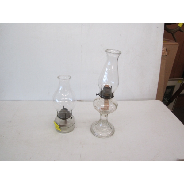 2 GLASS OIL LANTERNS