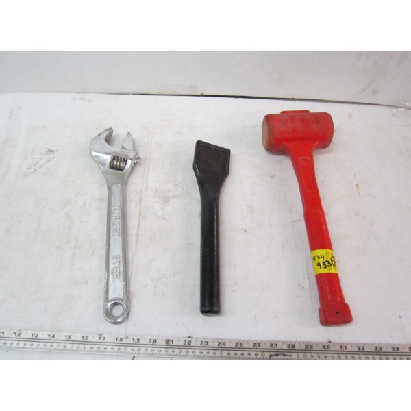 LG. CRESCENT WRENCH, HAMMER, ETC.