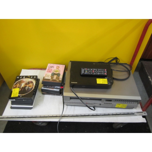 SAMSUNG BLU-RAY DVD PLAYER & PANASONIC VHS PLAYER & DVDs & VHS TAPES