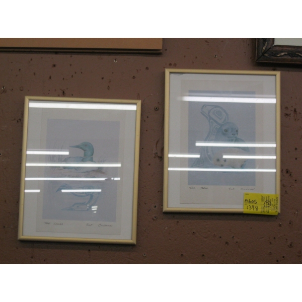 2 SM. FRAMED PRINTS - SEAL & LOON