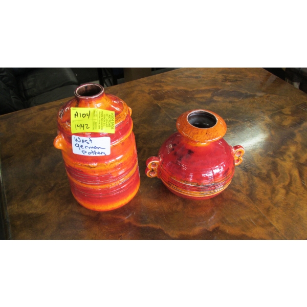 2 MCM GERMAN POTTERY VASES