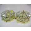 Image 3 : GLASS & BRASS NEWSPAPER LAMP STAND & 2 GLASS & BRASS LIGHT FIXTURES