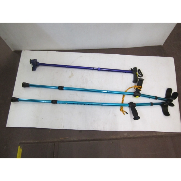 PAIR OF ALUMINUM WALKING STICKS & A CANE