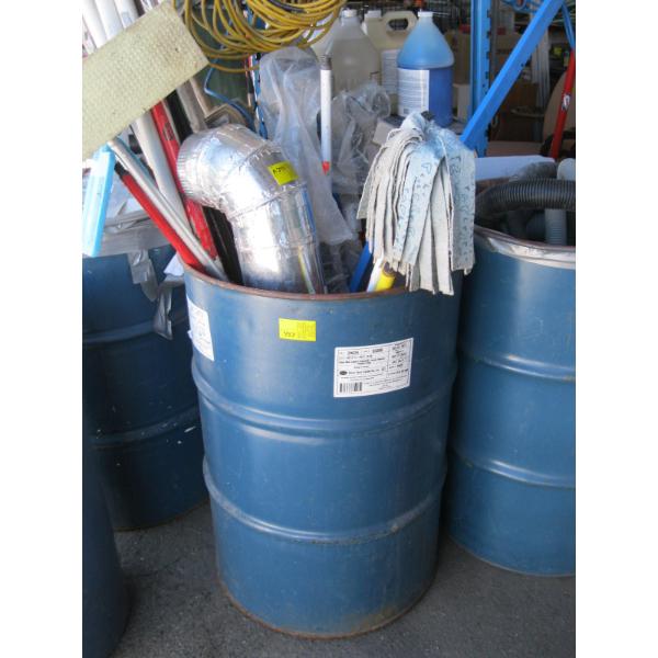 45 GALLON DRUM W/ASST. ITEMS