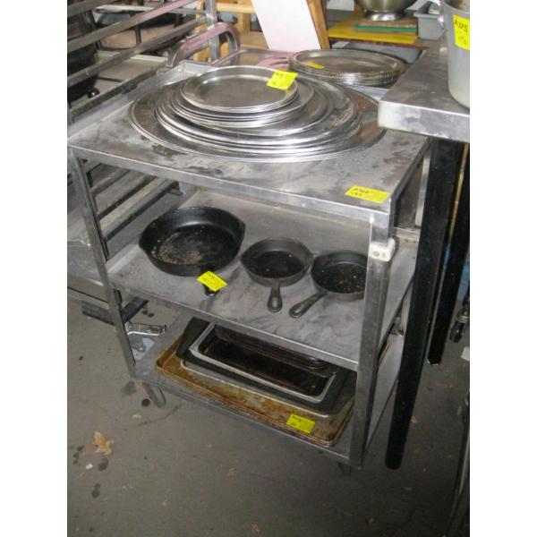 STAINLESS STEEL 3 TIER CART ON CASTORS