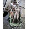 Image 3 : 2 ALUMINUM HANDLE SCYTHES, WOODEN SCYTHES, PIPE CUTTER, VINTAGE BIKE PUMPS