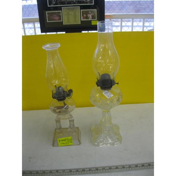 2 GLASS OIL LANTERNS