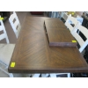 Image 4 : DARK WOOD TOP DINING TABLE W/4 LIGHT COLORED CHAIRS