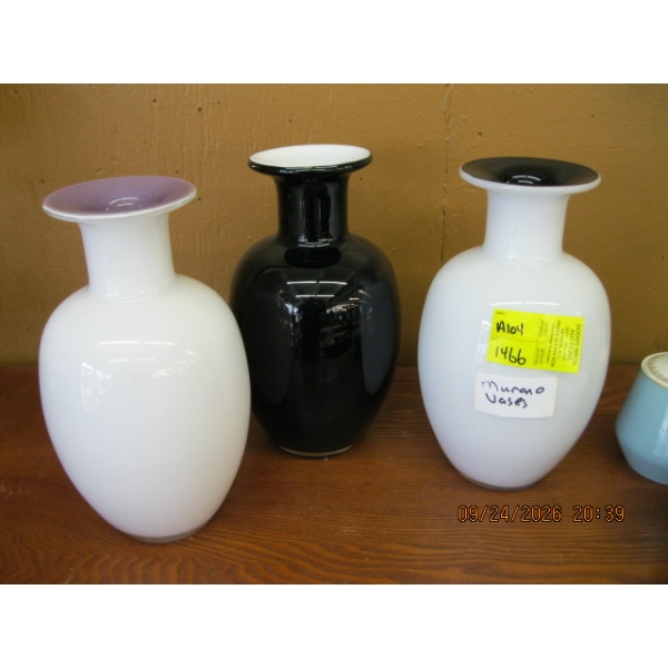 3 MURANO GLASS MCM VASES