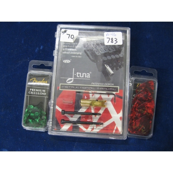 2 CONTAINERS OF GUITAR PICKS & A EDDIE VAN HALEN EVH  D-TUNA