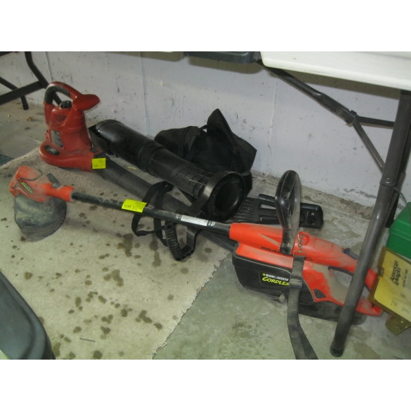 ELECTRIC LEAF BLOWER & CORDLESS WEED TRIMMER