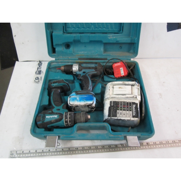 MAKITA 2 PIECE DRILL SET W/1 BATTERY & CHARGER IN CASE
