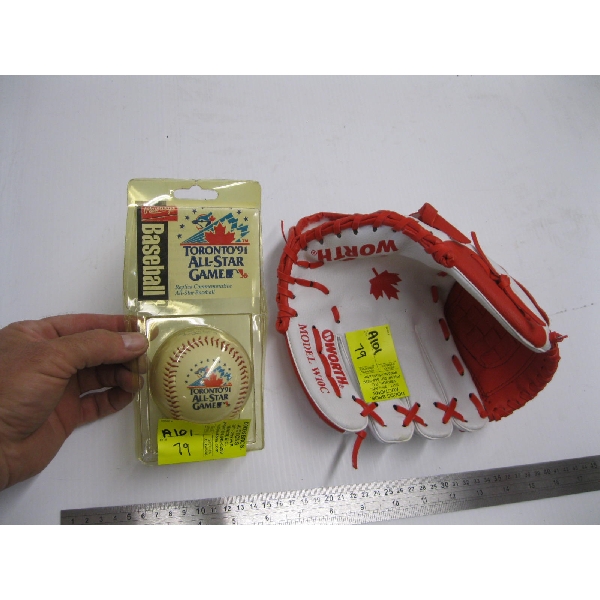 TORONTO ALL STAR GAME BASEBALL & A RED/WHITE BASEBALL GLOVE